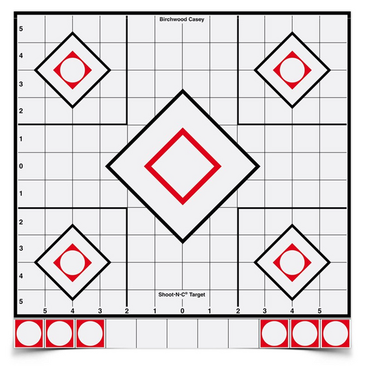 Shoot-N-C 12 Inch White / Black Sight-In, 5 Targets - 55 Pasters