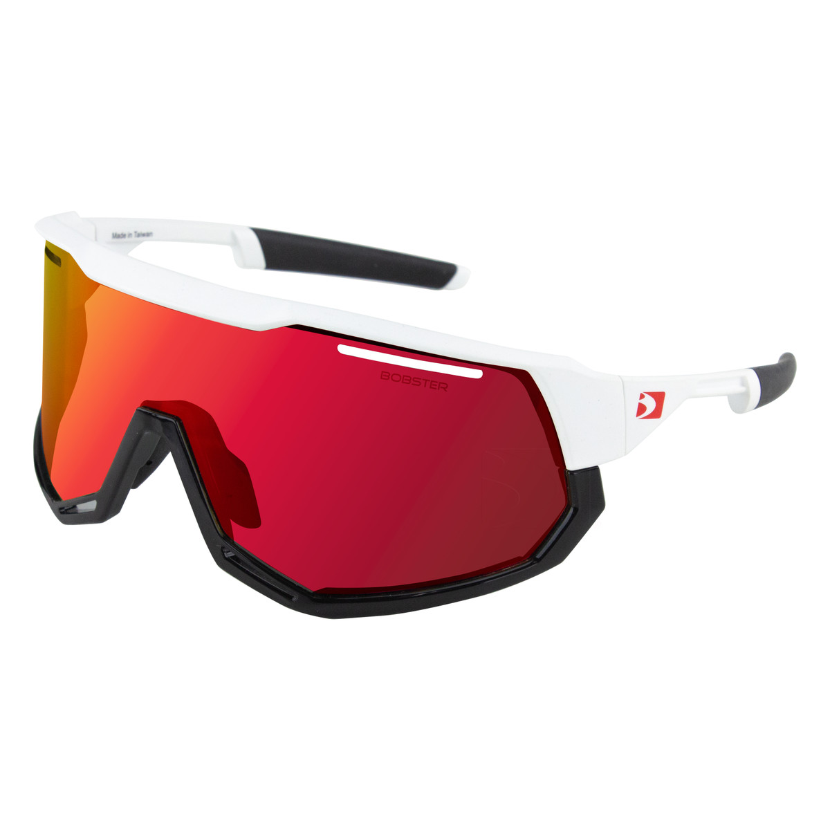 Freewheel Sunglasess - Matte White/Gloss Black Frame w/ Smoke Black Red Revo/Yellow/Clear Lenses