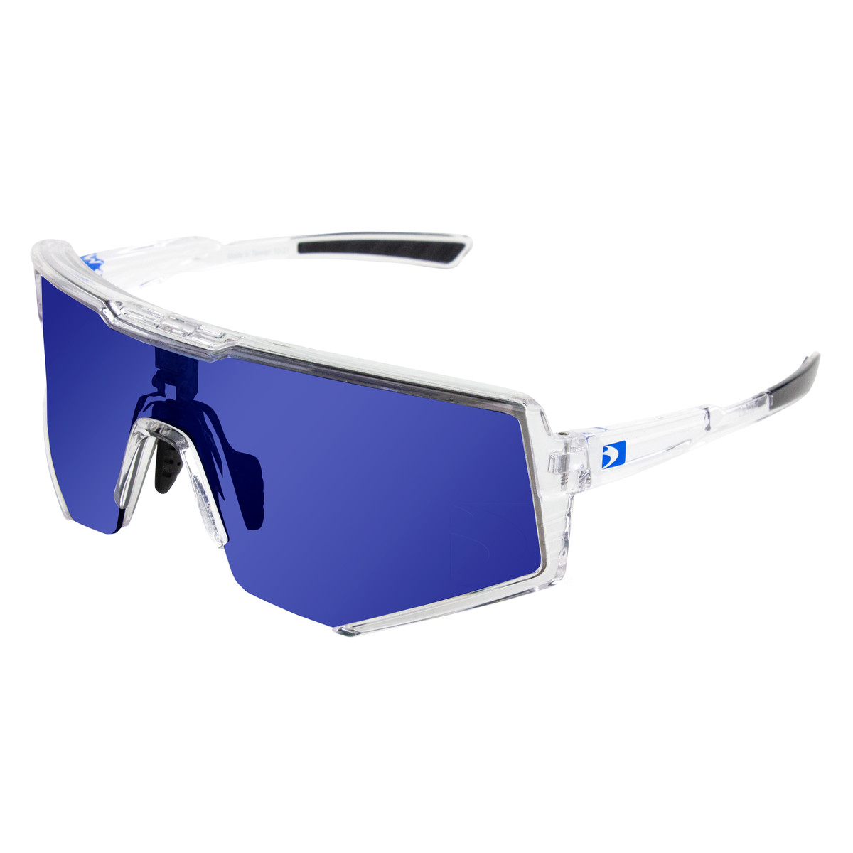 Sprocket Sunglasses - Crystal Clear Frame w/ Blue Mirror Lens