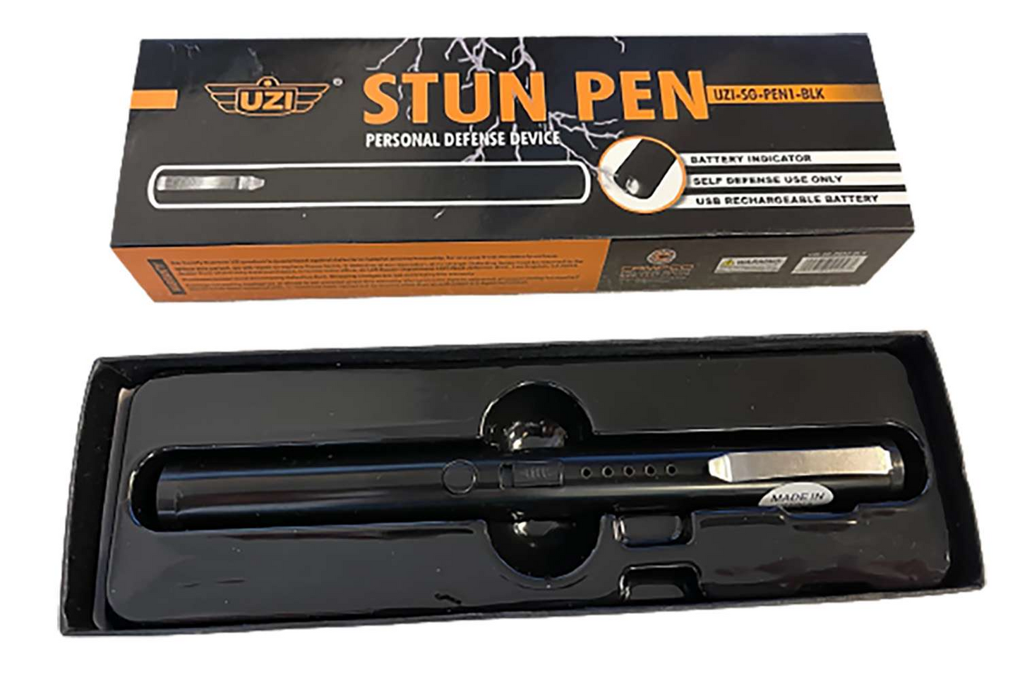 Defense Stun Pen w/ Clip - Black